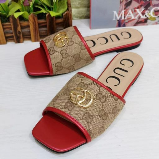 GUCCI Monogram Open Toe Casual Slippers