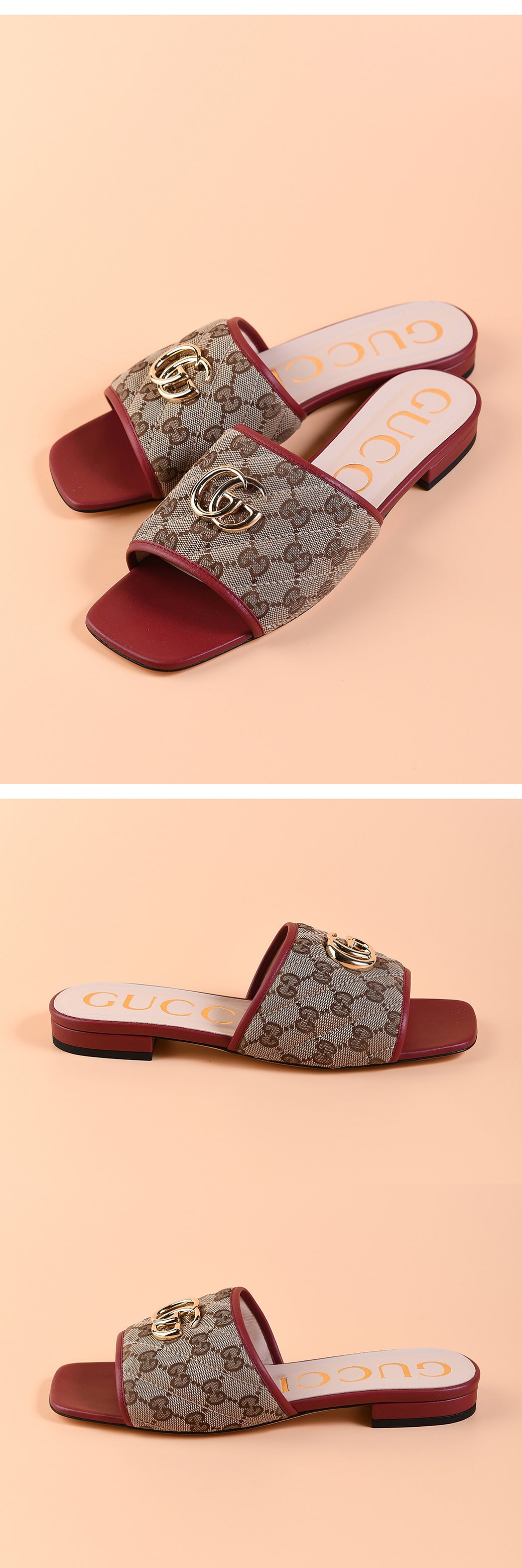 GUCCI Monogram Open Toe Casual Slippers