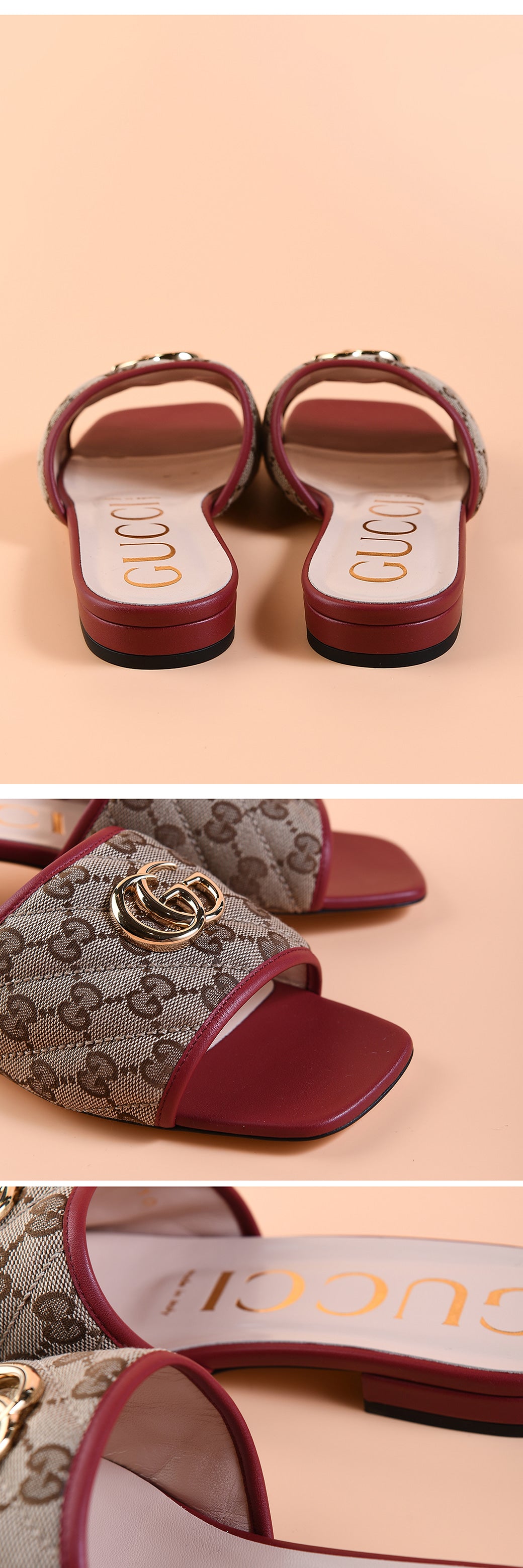 GUCCI Monogram Open Toe Casual Slippers