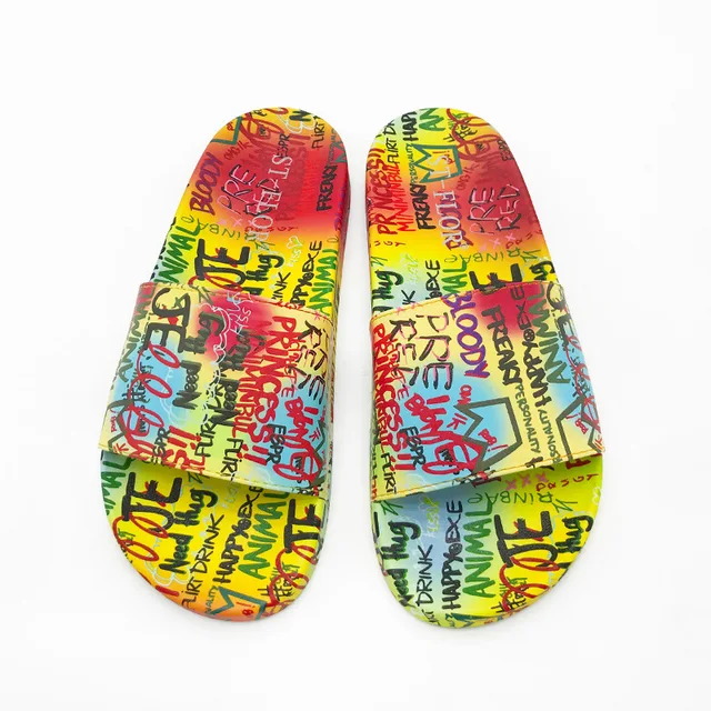 Women Graffiti Sliders Slides Slippers