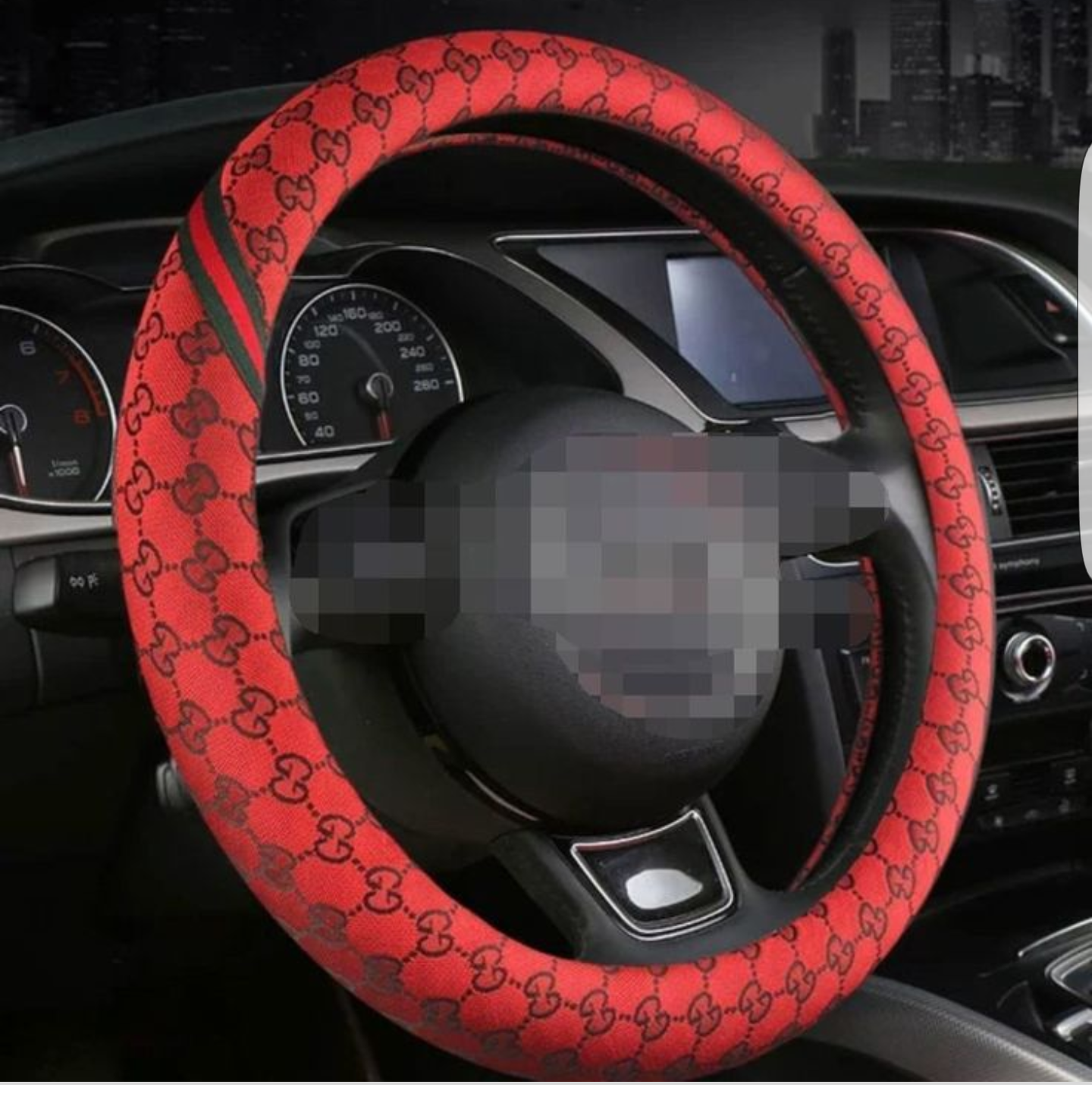 Gucci Steering Wheel Cover 14”-15” ( Fits Most Vehicles) Color Red